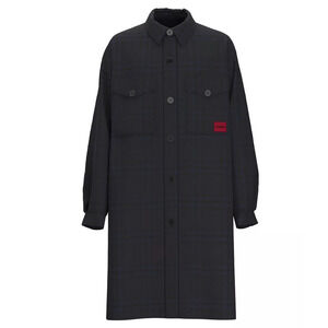 HUGO Micha Checkered Overshirt Coat Dark Blue Size 40R